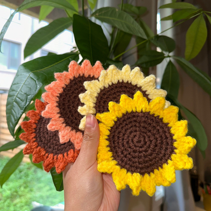 Crochet Sunflower Coaster Pattern PDF Download Beginner Friendly
