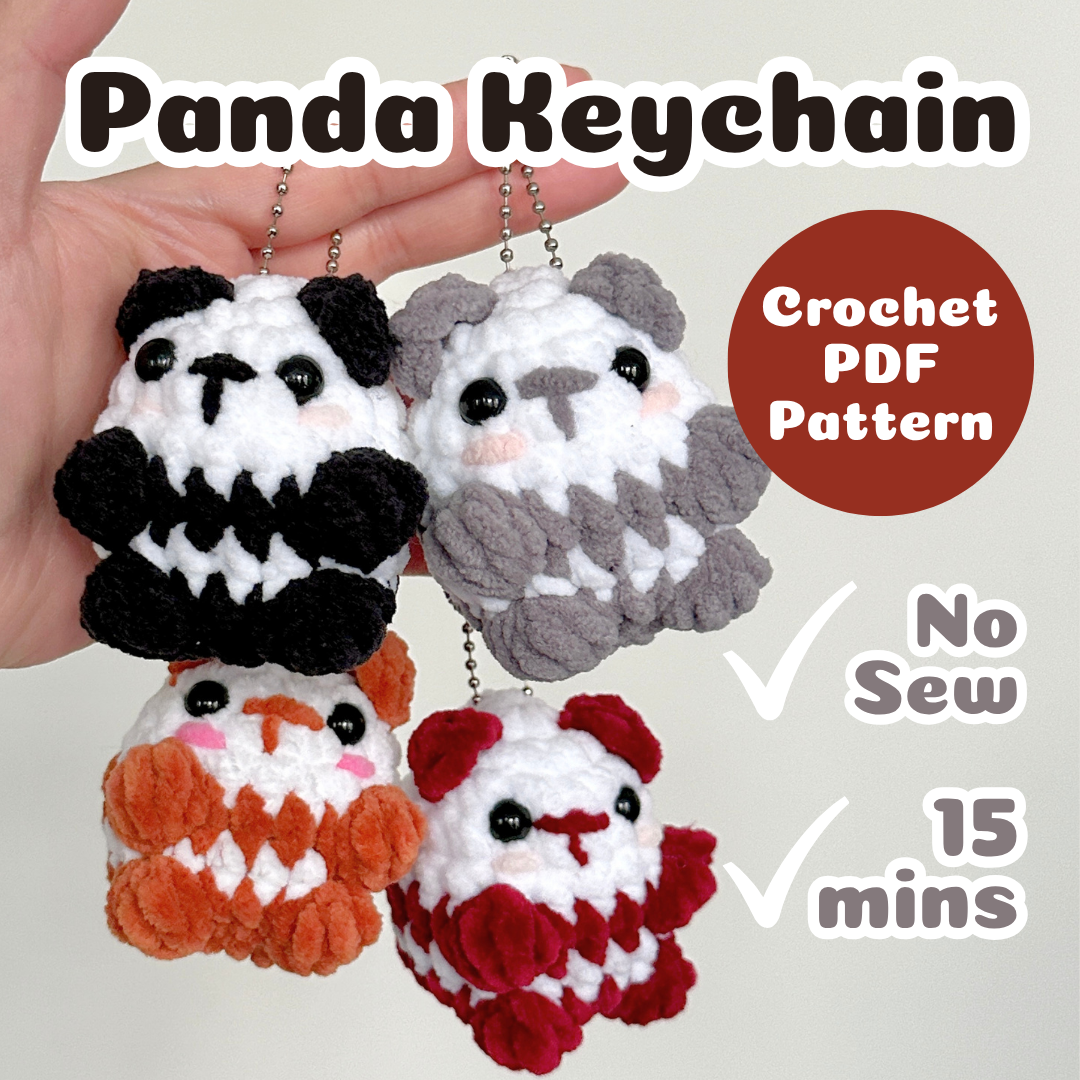 Crochet NO-SEW Panda Keychain Pattern PDF Download (Beginner Friendly)