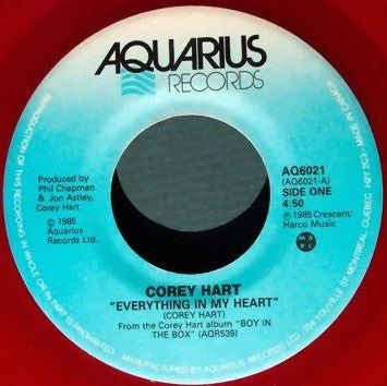 Corey Hart – Everything In My Heart - Single 7" - 1985 VINYLE ROUGE !