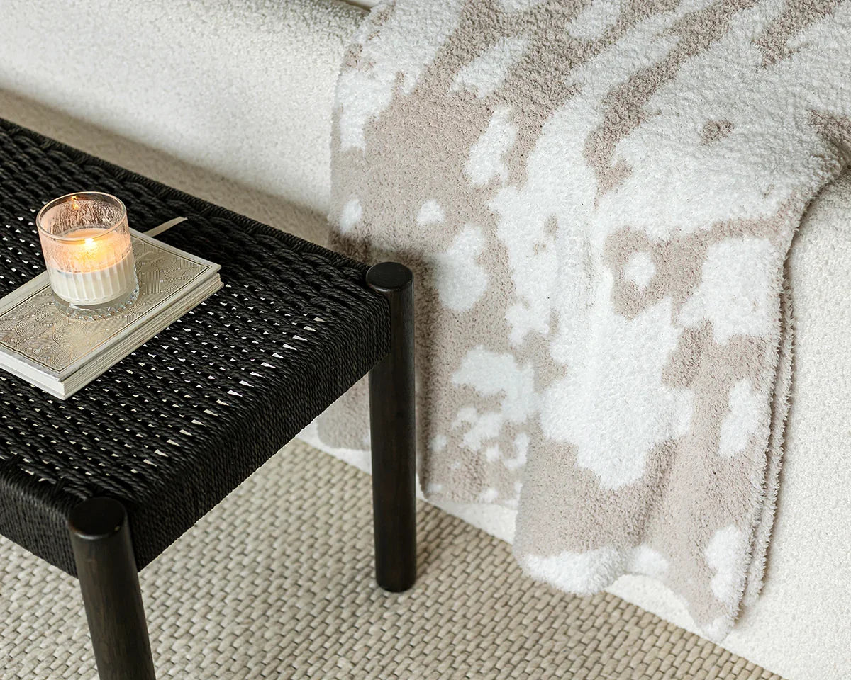 Blushing Beige & White Cow Print Extended Throw
