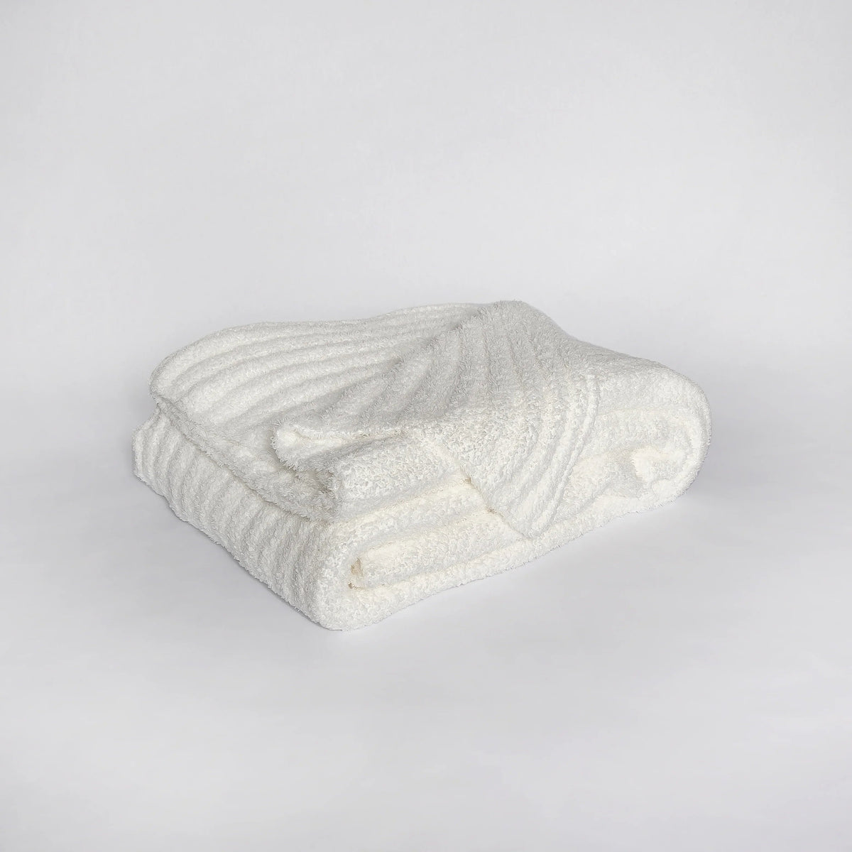 White Ribbed Extended Throw