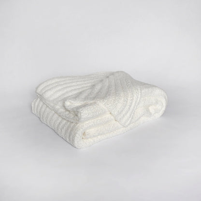 White Ribbed Extended Throw