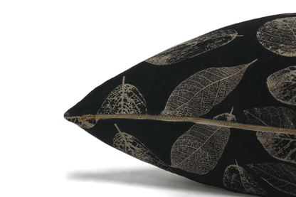 Housse de coussin Feuilles Noires