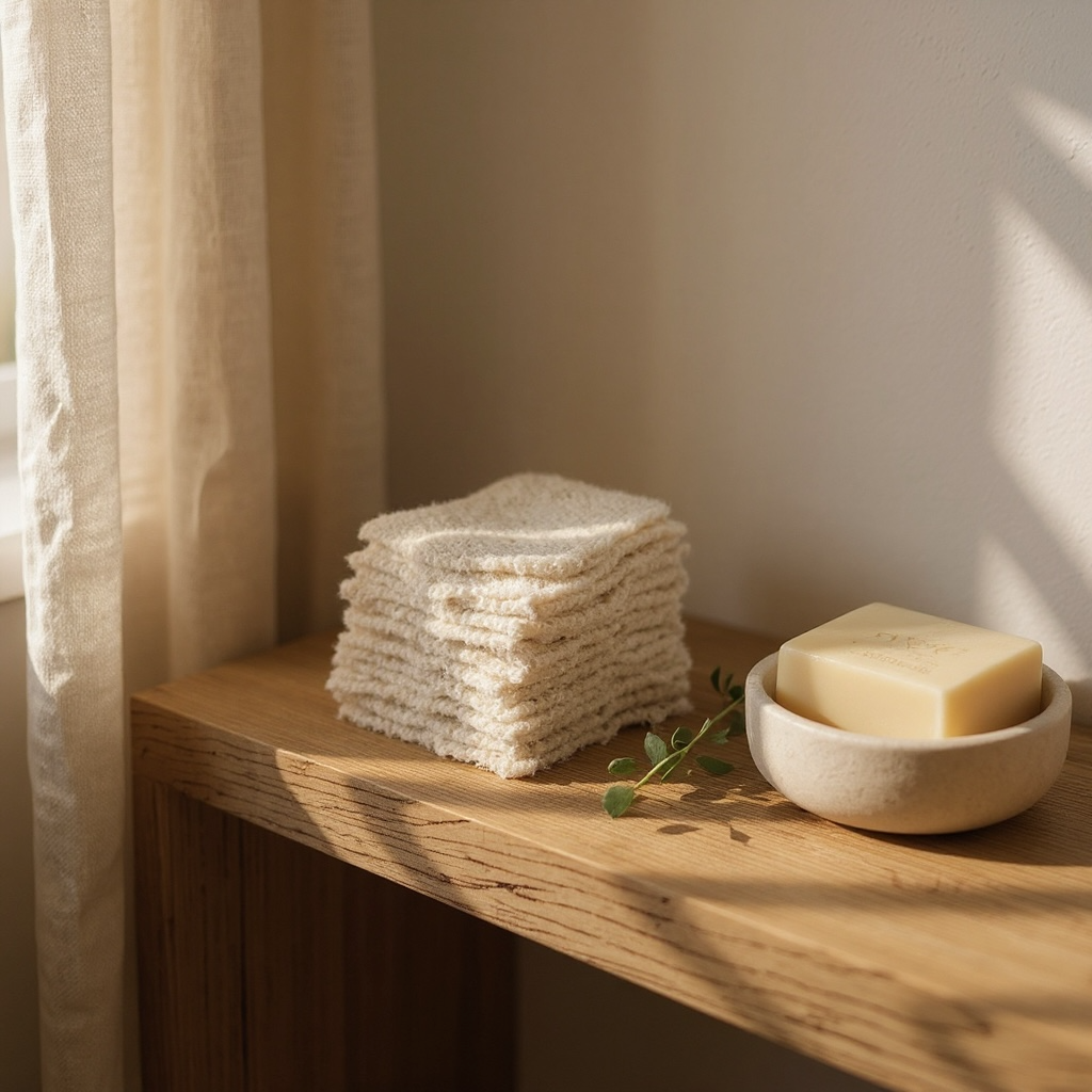 Pochette exfoliante en coton et lin naturels pour savon