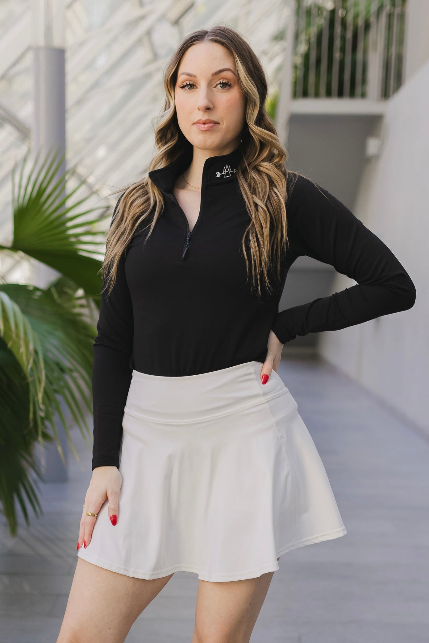 Haut à manches longues avec demi-zip – FEMME