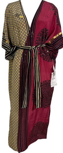 PRC6759 Duster kimono à manches longues en pure soie Avatar avec ceinture