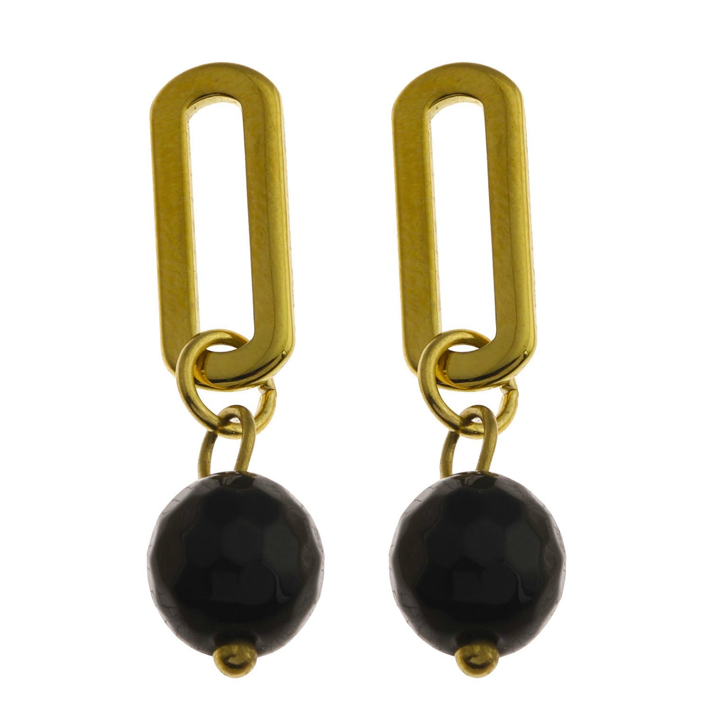 Boucles d'oreilles créoles pendantes en onyx noir DAKATA