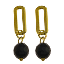 DAKATA Black Onyx Drop Hoop Earrings