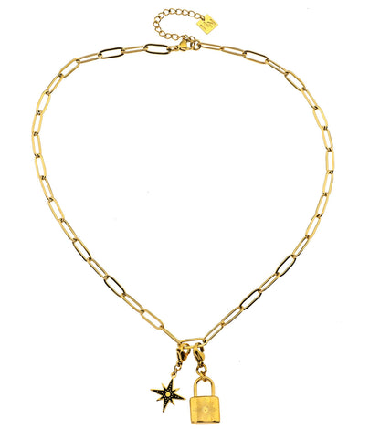 DALIA : Collier essentiel en maillons trombone dorés