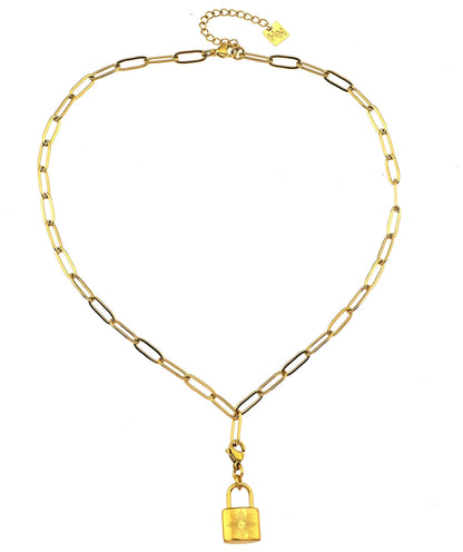 DALIA : Collier essentiel en maillons trombone dorés