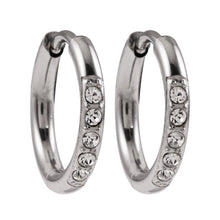 DARCI: Pavé Zirconia Gemstone Embedded Classic Mini Hoop in Silver