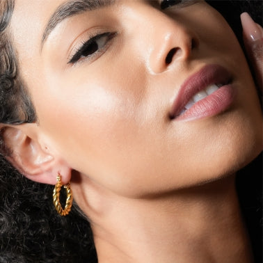Boucles d'oreilles créoles dorées torsadées DAVANIA