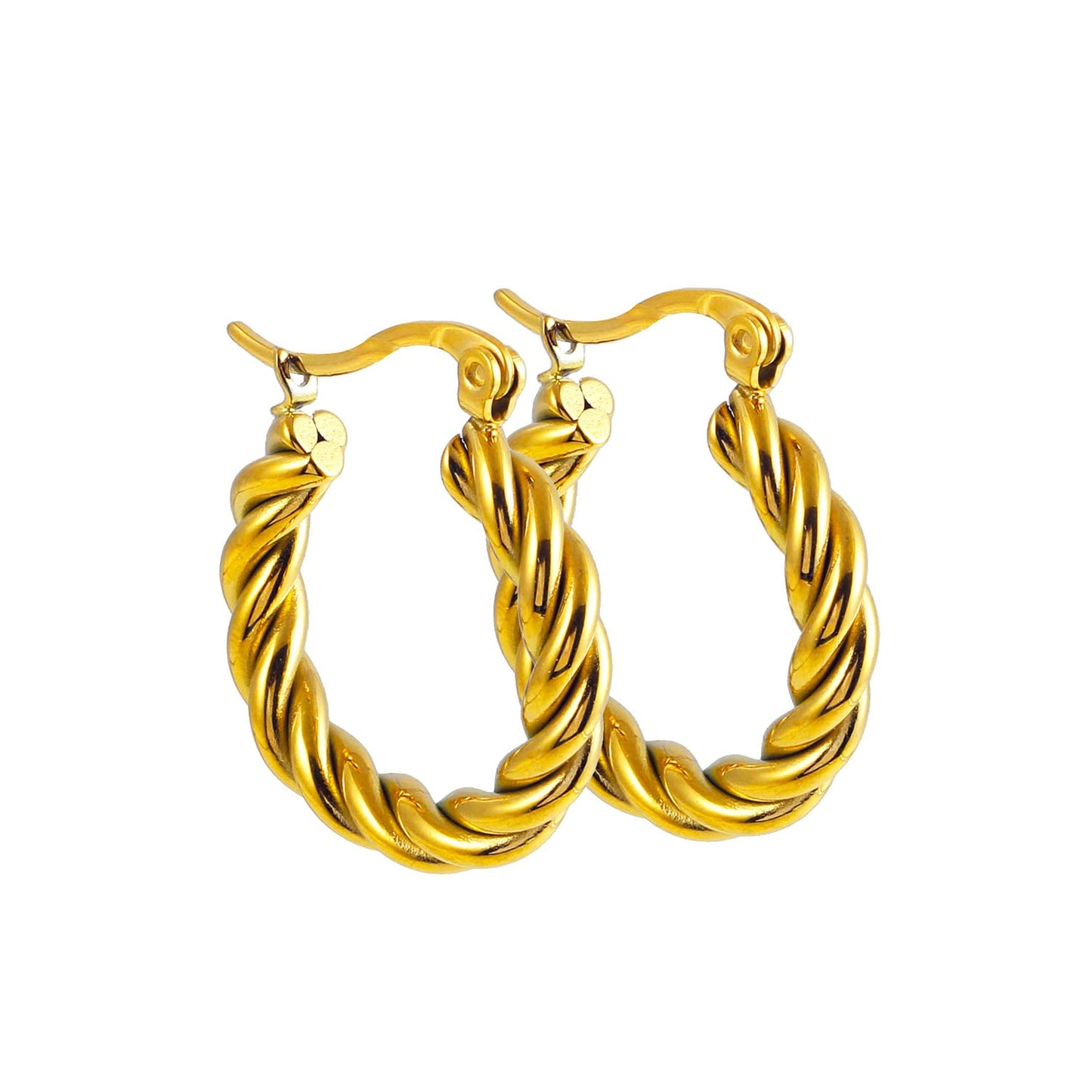 Boucles d'oreilles créoles dorées torsadées DAVANIA