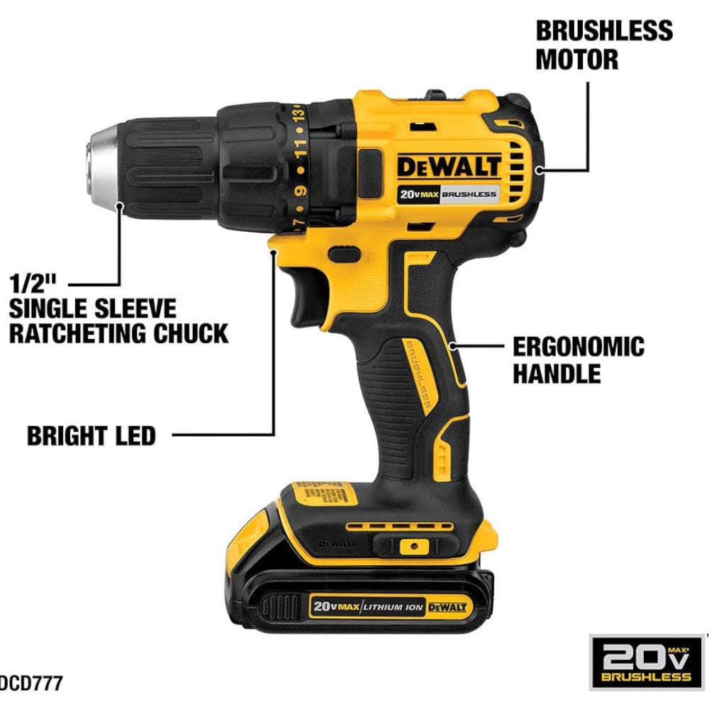 DEWALT 20V MAX* Cordless Drill and Impact Driver, Power Tool Combo Kit - Refurbished with Dewalt Warranty - DCK277C2