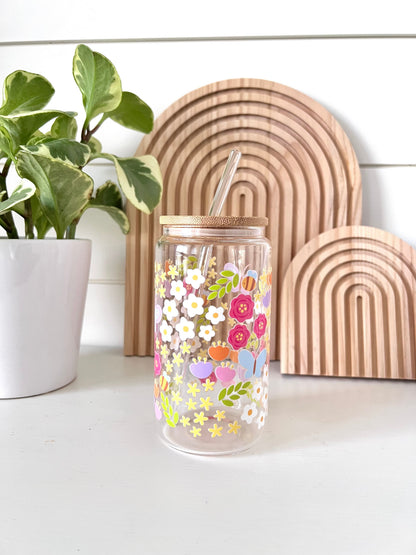 Tasse en verre abeille florale