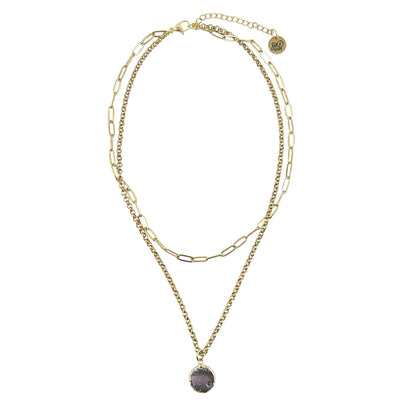 Collier double rang de perles keshi noires