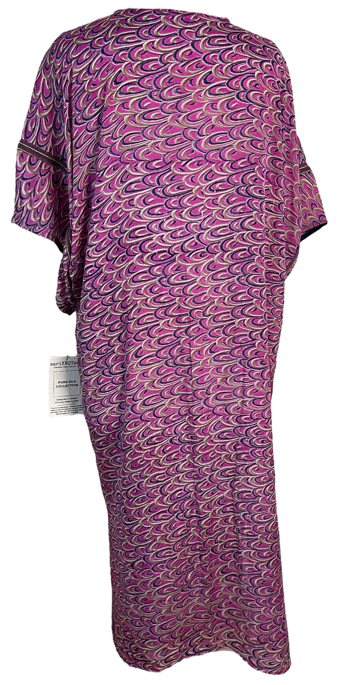 PRC6191 Peignoir Kimono long en pure soie à manches Avatar, avec ceinture