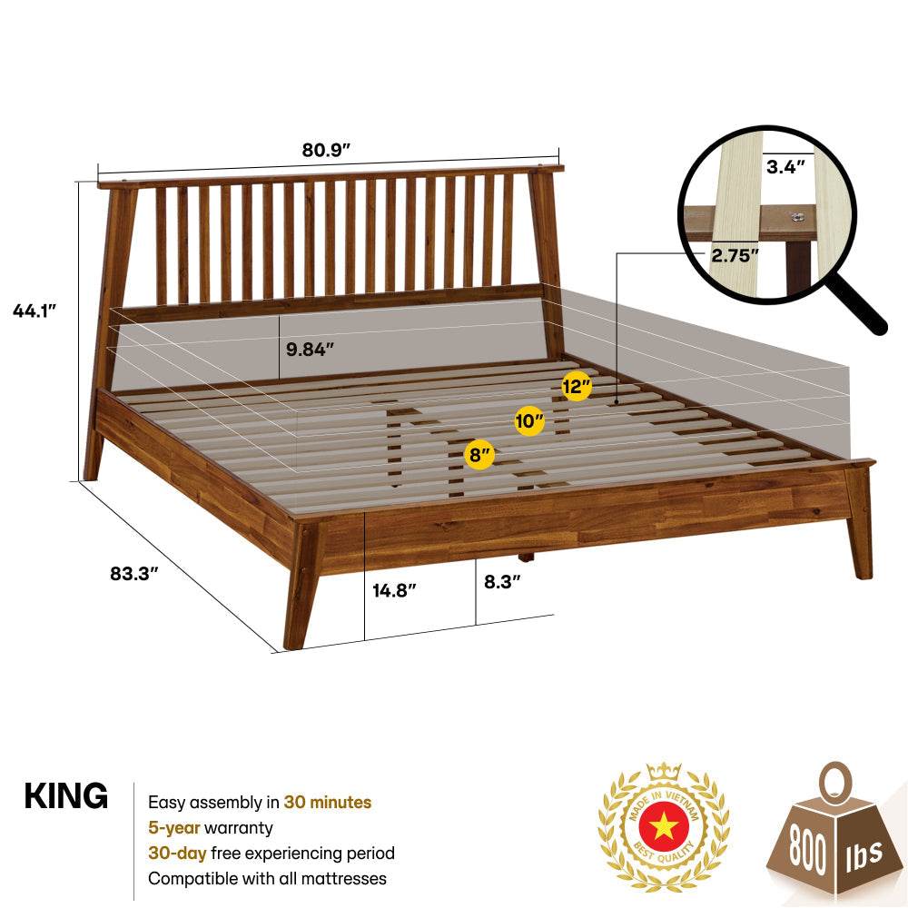 Cadre de lit plateforme en bois de luxe Kaylin
