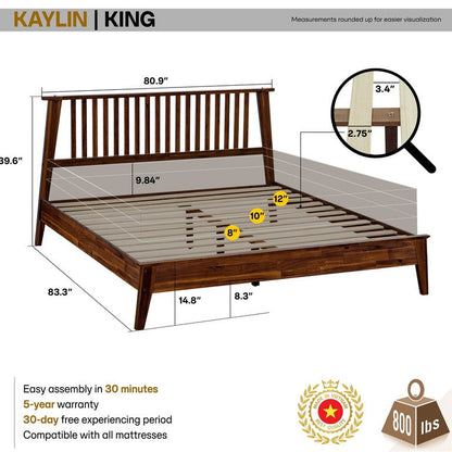 Cadre de lit en bois massif Kaylin