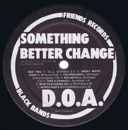 DOA – Something Better Change - 1980, 1er pressage, RARE