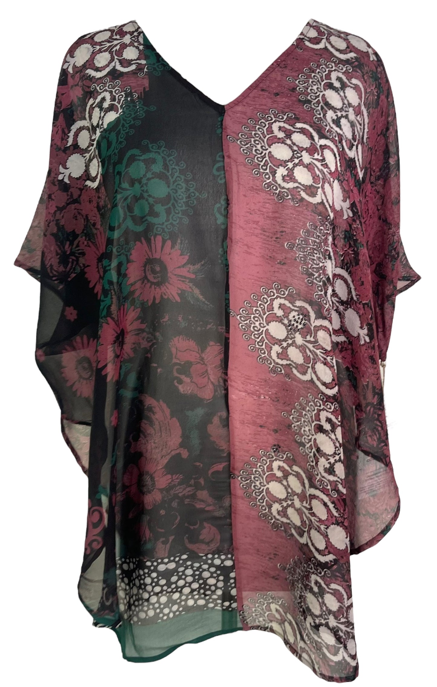PRG6319 Top en soie pure Sheer Avatar à effet cascade