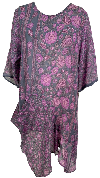 Robe Tunique PRG6037 en Pure Soie Transparente avec Poches Appliquées Avatar