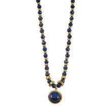 TANISHIA : Collier pendentif en perles de lapis-lazuli naturel et infusé d'or