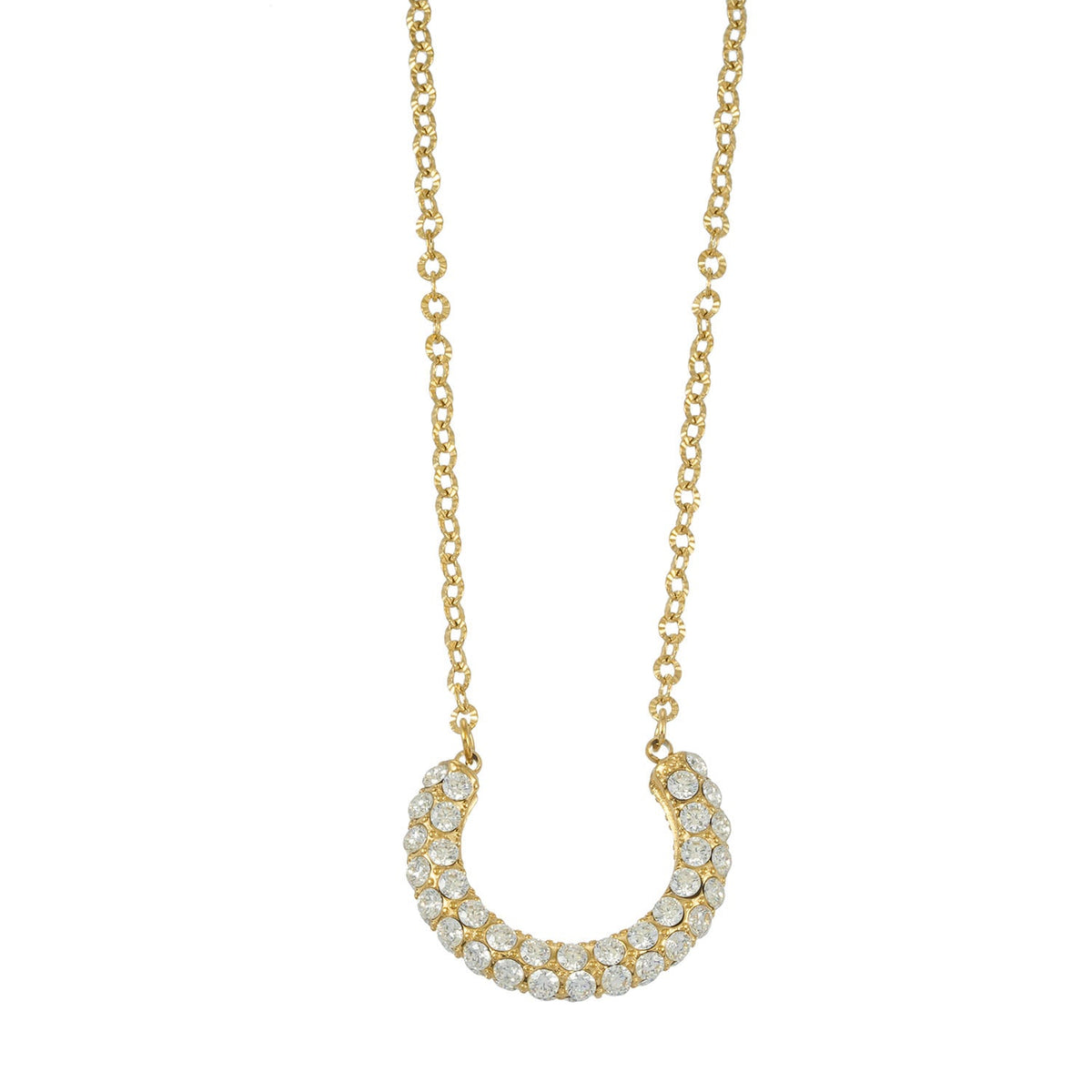ASHANTI Gold: Celeste Crescent Necklace – Pavé Sparkle Pendant