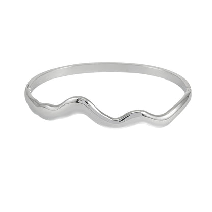 STEFANA Silver (White Gold): Sculptural Avant-Garde Abstract Bracelet