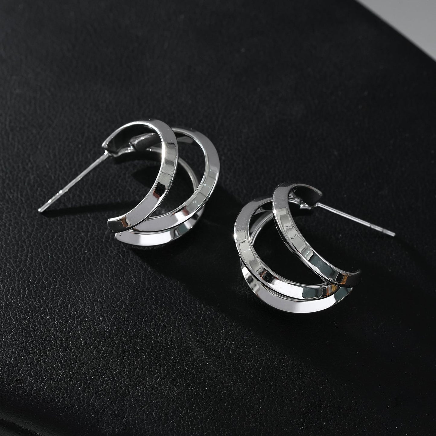GRIZZANA : Boucles d'oreilles créoles triples en argent
