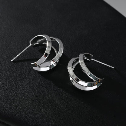 GRIZZANA : Boucles d'oreilles créoles triples en argent