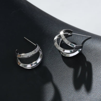 GRIZZANA : Boucles d'oreilles créoles triples en argent