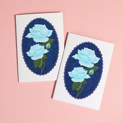 Éclosion Bleue | Mini carte de vœux florale