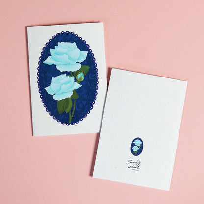Éclosion Bleue | Mini carte de vœux florale