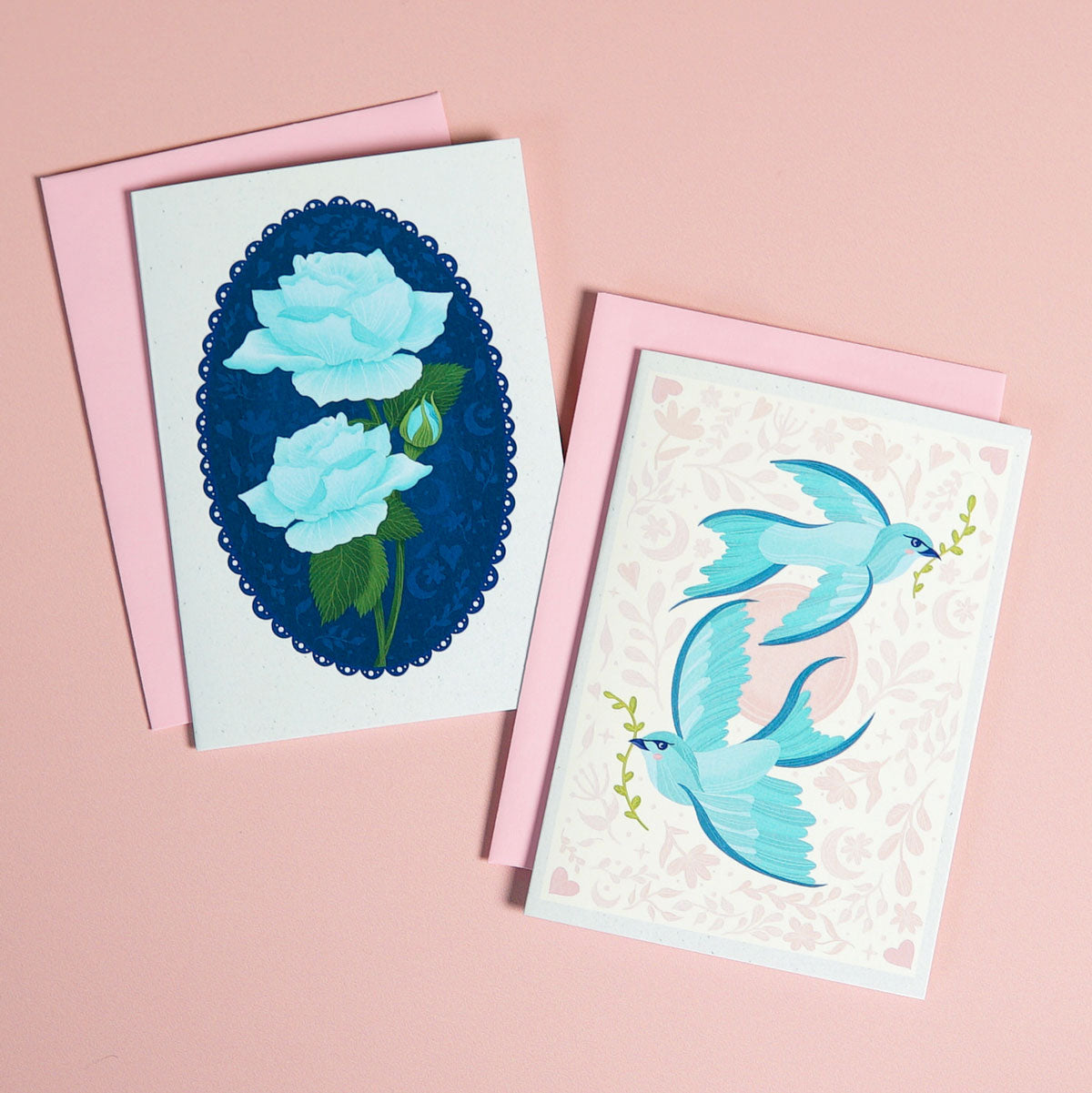 Éclosion Bleue | Mini carte de vœux florale