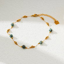 GIROC: Link-Chain, Gold Beads & African Turquoise Natural Stones Anklet