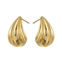 GEESI Gold: Textured Tear-Drop Shape Stud Earrings