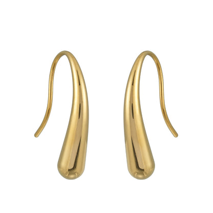 CLARA Gold: Swirl Tail Hoop Earrings – Minimalist Fluid Curve Design