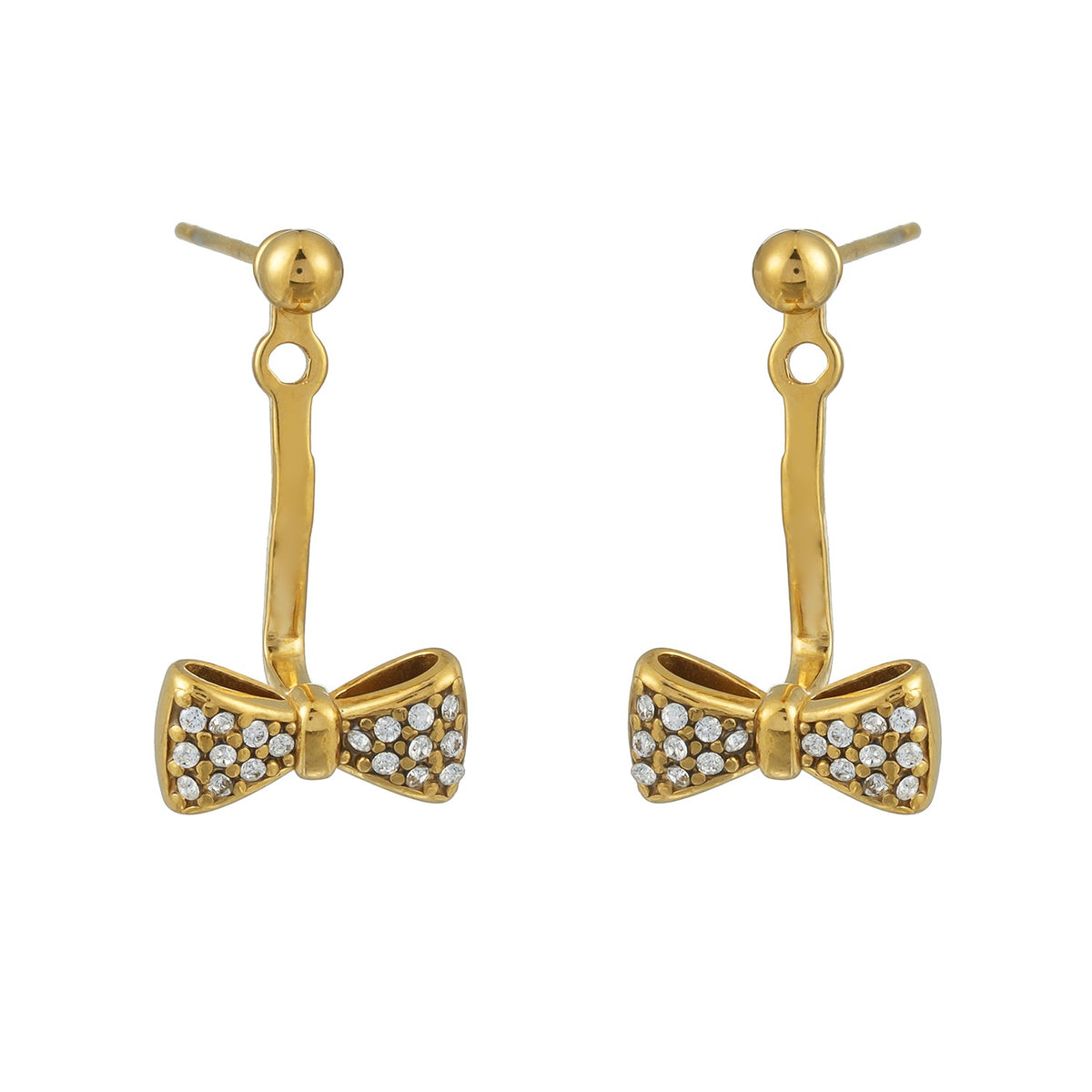 CUMAREE Gold: Mini Ball-Bead Stud Earrings Anchoring a Zirconia Infinity Charm