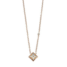 LAVINIA Gold: Square Gold Pendant Necklace with Cut-Away Shell Star and Mini Zirconia Charm
