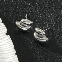 ARTEMIS Silver (White Gold): Contemporary Abstract Shaped Stud Earrings