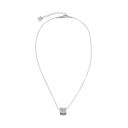 GARNA Silver (White Gold): Mini Snake-Skin Chain with Zirconia-Adorned Oval Shaped Charms