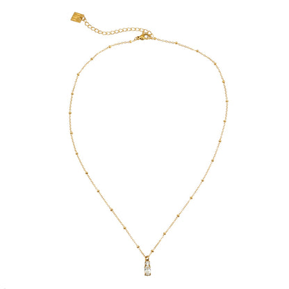 CABBANA Gold : Un ensemble duo de pendentifs breloques en zircone sur un collier chaîne perlée