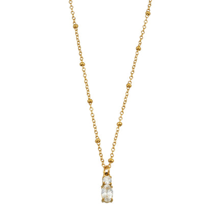 CABBANA Gold : Un ensemble duo de pendentifs breloques en zircone sur un collier chaîne perlée