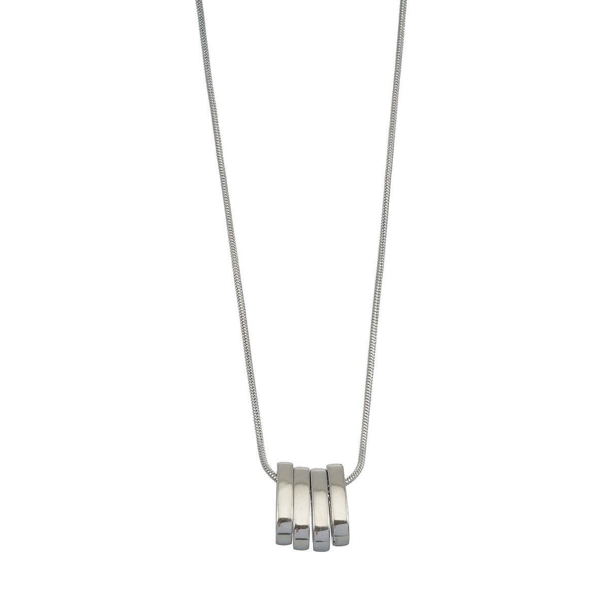 GARNA Silver (White Gold): Mini Snake-Skin Chain with Zirconia-Adorned Oval Shaped Charms