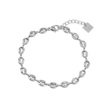 BOSEDE Argent (Or blanc) : Bracelet à maillons ovales perlés – Bijou minimaliste du quotidien