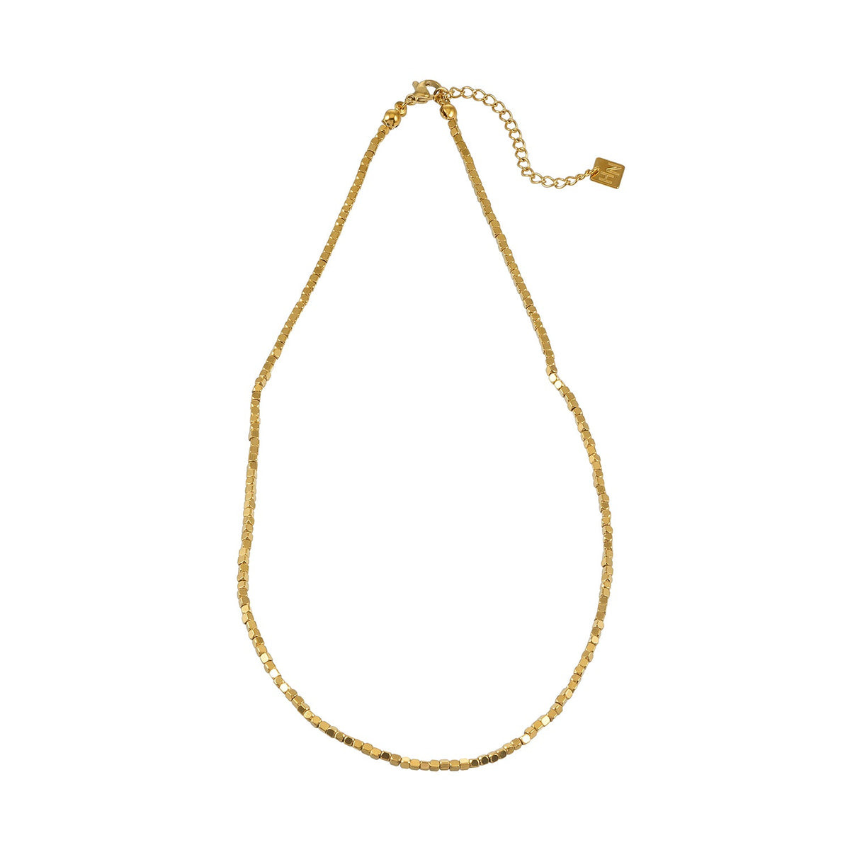 RATA Gold: Square Beaded Dainty Chain Necklace