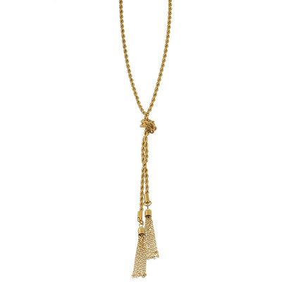 PIO Gold: Rope Chain Tassel Y-Necklace for Women – Adjustable Dainty Lariat Drop Statement Jewelry Perfect for Layering