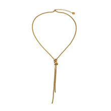 MAHANA Gold: Lariat Necklace with Sliding Bead & Tassel Drop – Modern Minimal Statement