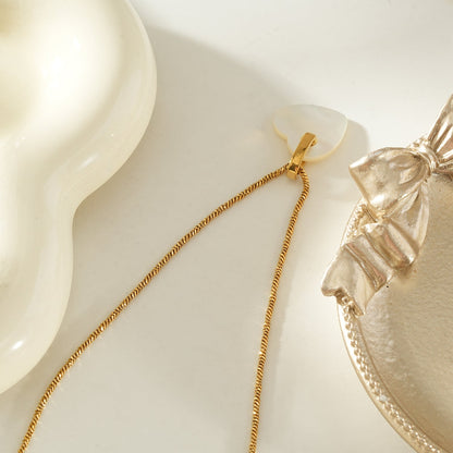 KAO Gold: Mother of Pearl Heart Pendant Necklace with Zirconia Stones